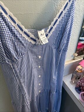 PINK Victoria's Secret Blue and White Gingham Midi Dress by Frankie’s bikinis